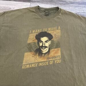 Borat I Want To Make Romance Green Mens XL Movie Quote Funny Joke T-Shirt 2000s